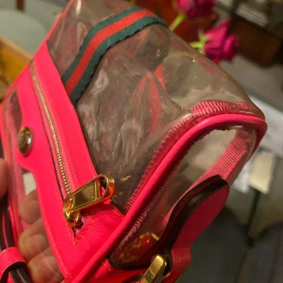 Gucci Ophidia Pink & Green Transparent Convertible Bag - Picture 13 of 17
